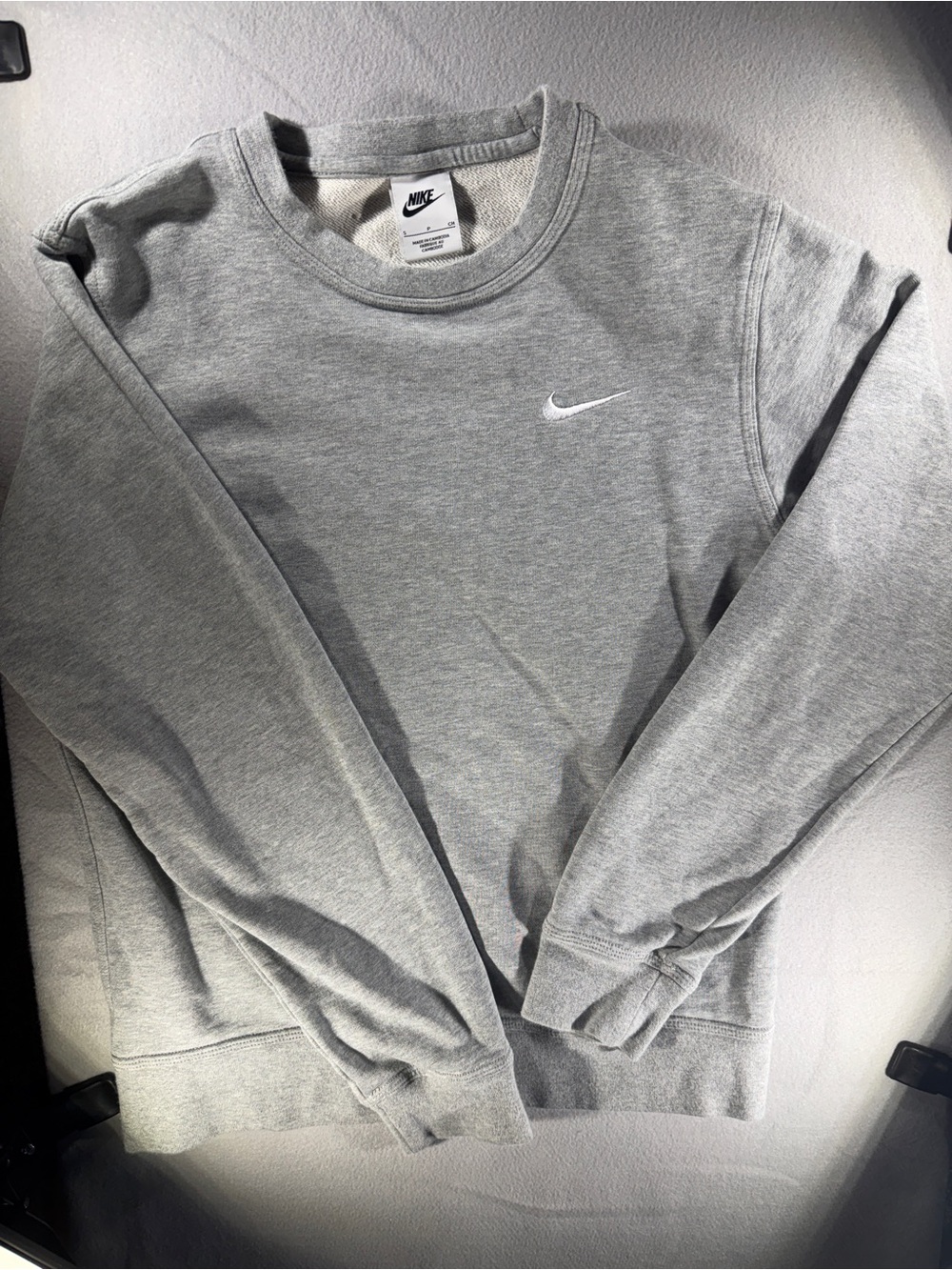 Nike Light Gray Crewneck Sweatshirt with White Swoosh 100% cotton